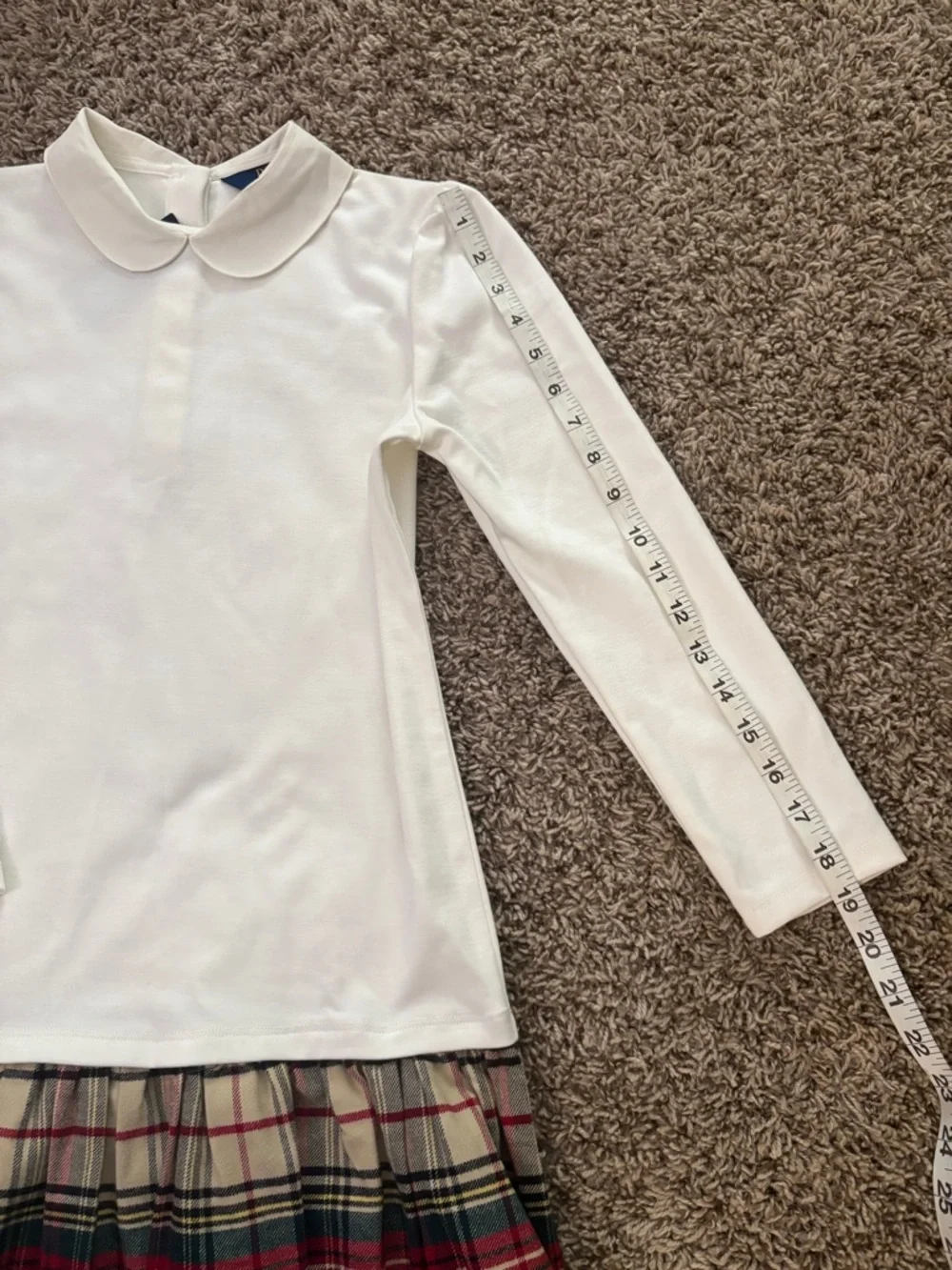 Ralph Lauren White Top with Red and Green Plaid Skirt Dress